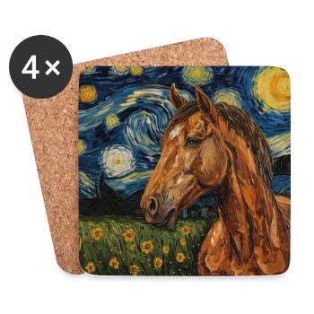 Horse Van Gogh - Coasters (set of 4) - white - Front