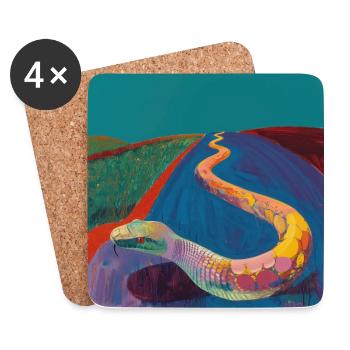 Snake, Colorful, Animal, Gift, Gift Idea - Coasters (set of 4) - white - Front