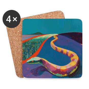 Snake, Colorful, Animal, Gift, Gift Idea - Coasters (set of 4) - white - Front