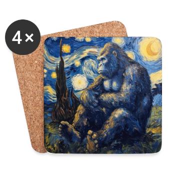 Bigfoot, Big Foot, Van Gogh, Nuit étoilée - Dessous de verre (lot de 4) - blanc - Devant