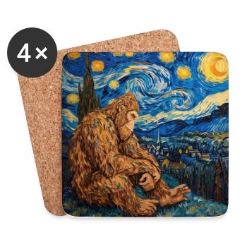 bigfoot, big foot, van gogh, sternenacht - Untersetzer (4er-Set) - Weiß - Vorne
