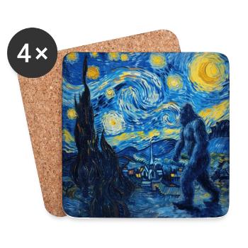 Bigfoot, Big Foot, Van Gogh, Nuit étoilée - Dessous de verre (lot de 4) - blanc - Devant