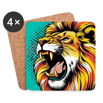 Löwe Pop Art - Untersetzer (4er-Set) - Weiß - Vorne