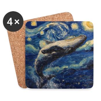 Whale Fish Van Gogh - Coasters (set of 4) - white - Front