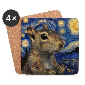Agouti, Souris, Rat, Van Gogh, Nuit étoilée - Dessous de verre (lot de 4) - blanc - Devant