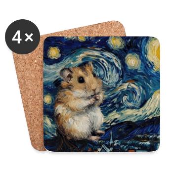 Hamster, Animal, Van Gogh, Nuit Étoilée - Dessous de verre (lot de 4) - blanc - Devant