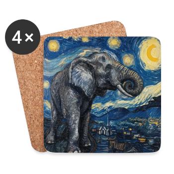 elefant, van gogh, sternennacht - Untersetzer (4er-Set) - Weiß - Vorne