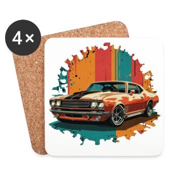 Muscle car rétro 1 - Dessous de verre (lot de 4) - blanc - Devant