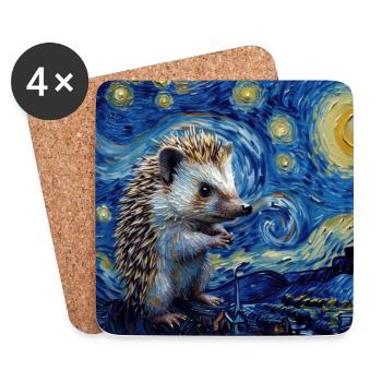 igel, tier, van gogh, sternenacht - Untersetzer (4er-Set) - Weiß - Vorne