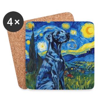 Dogue Allemand, Dogue Allemand, Chien, Van Gogh - Dessous de verre (lot de 4) - blanc - Devant