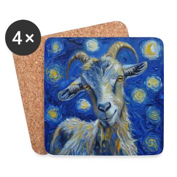 Ziege Van Gogh Sternennacht - Untersetzer (4er-Set) - Weiß - Vorne