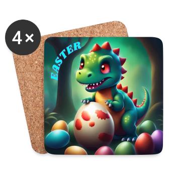 Niedliche Dinosaurier rote Augen Ostern - Untersetzer (4er-Set) - Weiß - Vorne