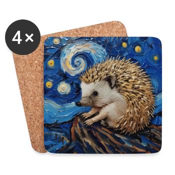 igel, tier, van gogh, sternennacht - Untersetzer (4er-Set) - Weiß - Vorne