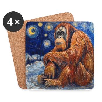 orang-utan, affe, tier, van gogh, sternennacht - Untersetzer (4er-Set) - Weiß - Vorne