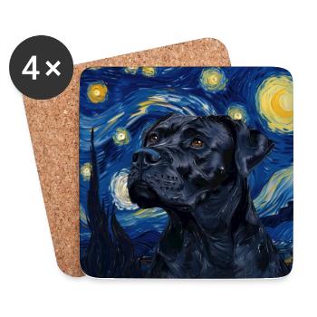 Cane corso , hund, van gogh, sternennacht, geschen - Untersetzer (4er-Set) - Weiß - Vorne
