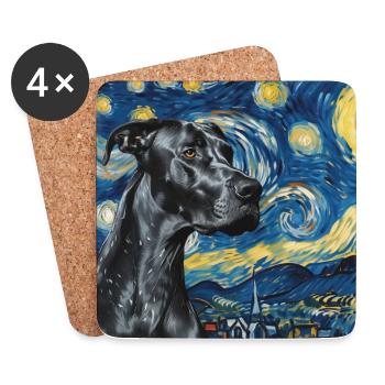 Deutsche Dogge, Great Dane, hund, van gogh - Untersetzer (4er-Set) - Weiß - Vorne
