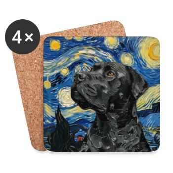 Cane corso , hund, van gogh, sternennacht, geschen - Untersetzer (4er-Set) - Weiß - Vorne