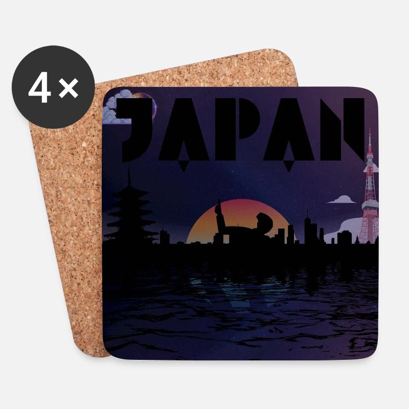 Japan Skyline Retro Galaxy - Untersetzer (4er-Set) - Weiß