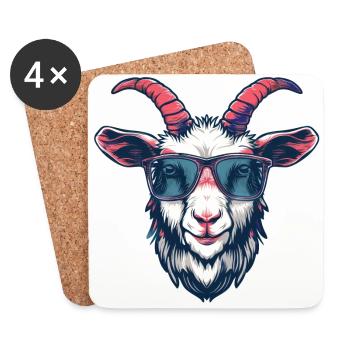 Ziege, Goat, Sonnenbrille, geschenk - Untersetzer (4er-Set) - Weiß - Vorne