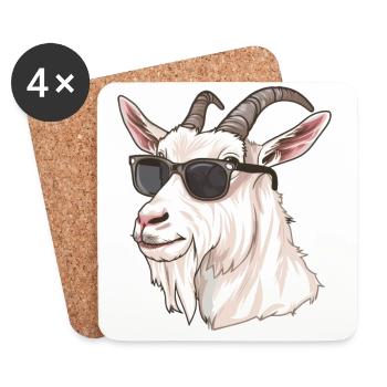 Ziege, Goat, Sonnenbrille, geschenk - Untersetzer (4er-Set) - Weiß - Vorne