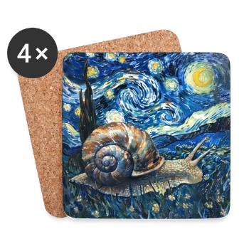 schnecke, garten, Van Gogh, Geschenk - Untersetzer (4er-Set) - Weiß - Vorne
