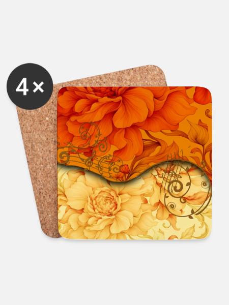 Elegantes florales Design - Untersetzer (4er-Set) - Weiß