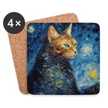 Katze, katzenmotiv - Untersetzer (4er-Set) - Weiß - Vorne