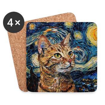 Katze, katzenmotiv - Untersetzer (4er-Set) - Weiß - Vorne