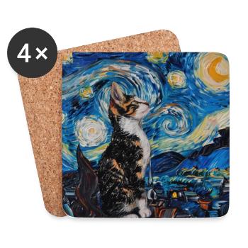 Katze, katzenmotiv - Untersetzer (4er-Set) - Weiß - Vorne