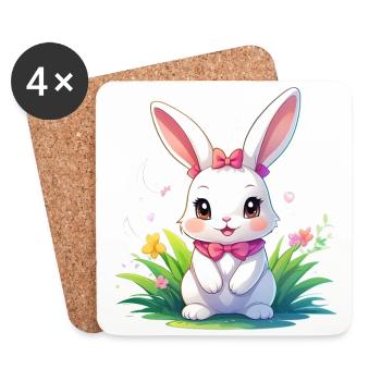 Süßer Hase - Untersetzer (4er-Set) - Weiß - Vorne