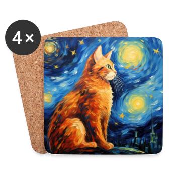 Katze, katzenmotiv - Untersetzer (4er-Set) - Weiß - Vorne