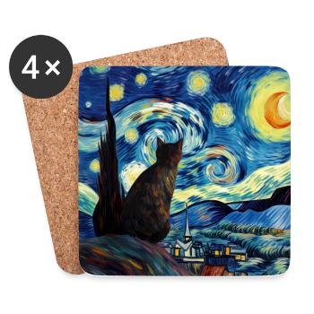 Chat, Motif De Chat - Dessous de verre (lot de 4) - blanc - Devant