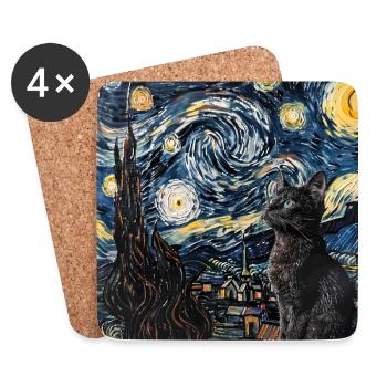 Chat, Motif De Chat - Dessous de verre (lot de 4) - blanc - Devant