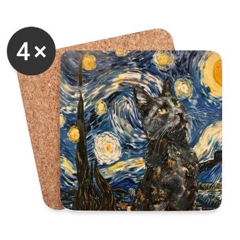 Katze, katzenmotiv - Untersetzer (4er-Set) - Weiß - Vorne