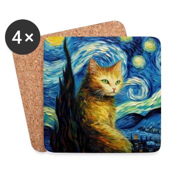 Katze, katzenmotiv - Untersetzer (4er-Set) - Weiß - Vorne