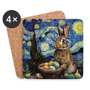 lapin de Pâques, Pâques, lapin, joyeuses Pâques, oeufs de Pâques - Dessous de verre (lot de 4) - blanc - Devant
