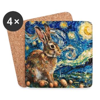 easter bunny, easter, bunny, happy easter, easter eggs - Coasters (set of 4) - white - Front