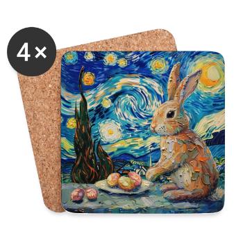 Osterhase, Ostern, Hase, frohe ostern, ostereier - Untersetzer (4er-Set) - Weiß - Vorne