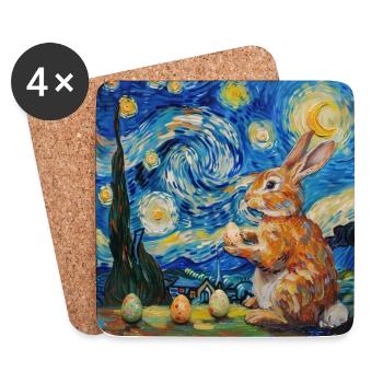 easter bunny, easter, bunny, happy easter, easter eggs - Coasters (set of 4) - white - Front