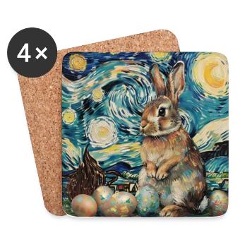 Osterhase, Ostern, Hase, frohe ostern, ostereier - Untersetzer (4er-Set) - Weiß - Vorne