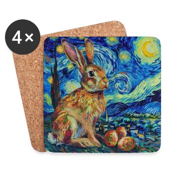 easter bunny, easter, bunny, happy easter, easter eggs - Coasters (set of 4) - white - Front