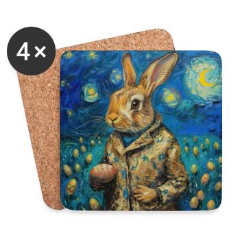 easter bunny, easter, bunny, happy easter, easter eggs - Coasters (set of 4) - white - Front
