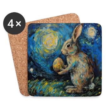 Osterhase, Ostern, Hase, frohe ostern, ostereier - Untersetzer (4er-Set) - Weiß - Vorne