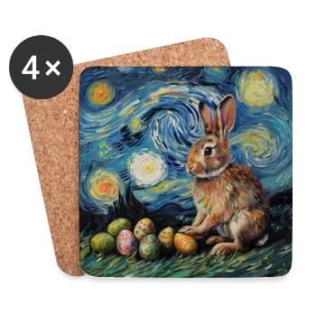 easter bunny, easter, bunny, happy easter, easter eggs - Coasters (set of 4) - white - Front