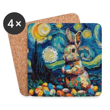 lapin de Pâques, Pâques, lapin, joyeuses Pâques, oeufs de Pâques - Dessous de verre (lot de 4) - blanc - Devant