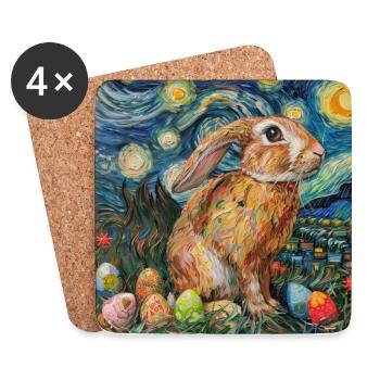 lapin de Pâques, Pâques, lapin, joyeuses Pâques, oeufs de Pâques - Dessous de verre (lot de 4) - blanc - Devant