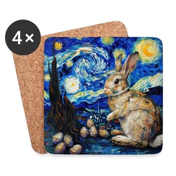 easter bunny, easter, bunny, happy easter, easter eggs - Coasters (set of 4) - white - Front