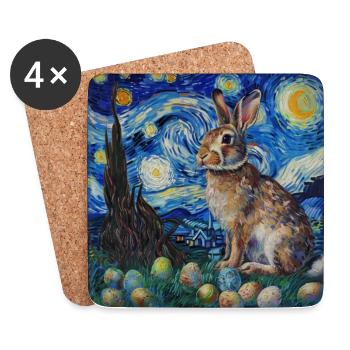 Osterhase, Ostern, Hase, frohe ostern, ostereier - Untersetzer (4er-Set) - Weiß - Vorne