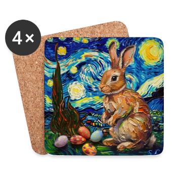 easter bunny, easter, bunny, happy easter, easter eggs - Coasters (set of 4) - white - Front