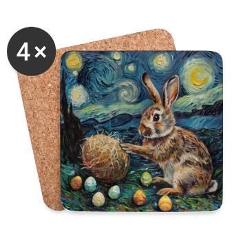 Osterhase, Ostern, Hase, frohe ostern, ostereier, - Untersetzer (4er-Set) - Weiß - Vorne